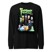 Black long-sleeved shirt featuring Svengoolie and the Sven Squad alongside small monster characters with the text 'Svengoolie' in green dripping letters and a MeTV logo at the top.