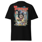 Black t-shirt featuring a cartoon of Svengoolie in a top hat with monsters and a TV set, with the text 'Svengoolie' in red at top.