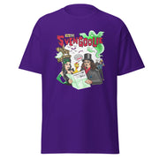 Purple short-sleeved t-shirt featuring cartoon Svengoolie with ghosts and bats, with the text 'Svengoolie' in red above the characters.