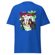 Royal blue t-shirt featuring cartoon Svengoolie in a top hat with Gwengoolie, ghosts, and bats, with the text 'Svengoolie' in red at top.