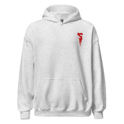 Ash gray pullover hoodie with a red embroidered Svengoolie S logo on the left chest and a front kangaroo pocket.