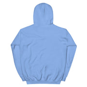 Back view of carolina blue Kerwyn Big Head Hoodie showing plain fabric with no graphic.