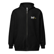Black zip-up hoodie with a hood and front pockets featuring the embroidered IMP logo with a small MeTV logo on the upper left chest.