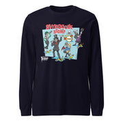 Navy long-sleeved shirt featuring a cartoon band of Svengoolie characters with red SVENGOOLIE STOMP written above and Svengoolie logo at lower left