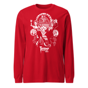 Red long-sleeved shirt featuring a white Joe Staton illustration of Svengoolie and Gwengoolie dancing in a vintage nightclub scene with the text 'Svengoolie' in white below it.