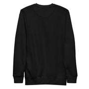 Back view of black crew-neck sweatshirt with long sleeves and ribbed cuffs and hem, showing no visible graphic or text.