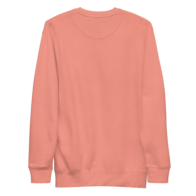Back view of dusty rose crewneck sweatshirt with no visible graphic or text on the back.