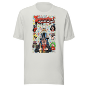Silver t-shirt featuring cartoon Svengoolie in a top hat with other characters, with the text 'Welcome to the Sveniverse!' in red at top
