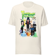 Cream t-shirt featuring a group of cartoon monsters around Svengoolie in a top hat, with the green text 'Svengoolie' above.