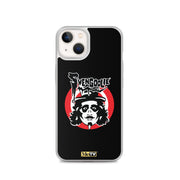 Black iPhone case featuring Svengoolie target logo in center and "MeTV" logo at bottom.