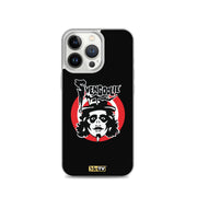 Black iPhone case featuring Svengoolie target logo in center and "MeTV" logo at bottom.