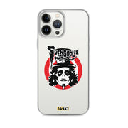 Clear iPhone case featuring the Svengoolie face logo with a black-and-white character over a red ring, with the text 'Svengoolie' in black above it.