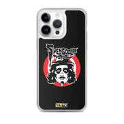 Black iPhone case featuring the Svengoolie face logo with the text 'Svengoolie' in black above a red circle, with a small MeTV logo at the bottom.