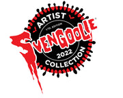 Red, black, and white "Svengoolie" logo badge reading "ARTIST", "LTD. EDITION", "2022", "COLLECTION", with small red bats.