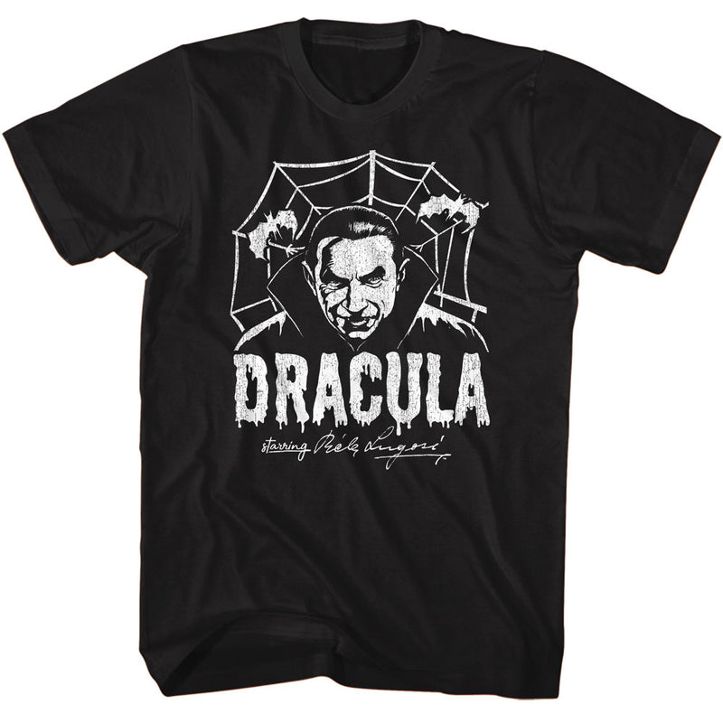 T-Shirt featuring design named Bela Lugosi - Creepy Web (Black & White)
