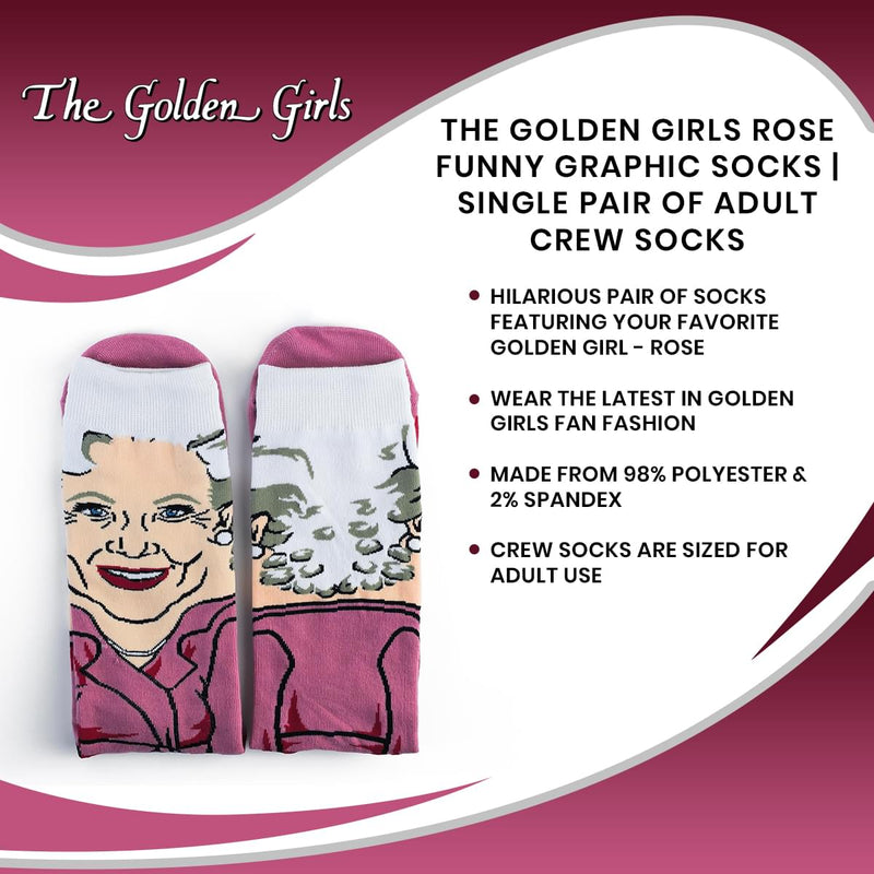 The Golden Girls Rose Funny Graphic Socks | Single Pair Of Adult Crew Socks product image 7 of 7
