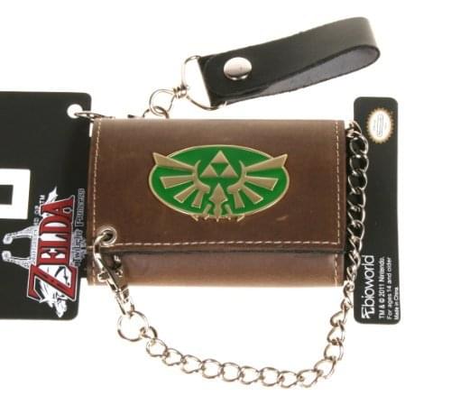 Nintendo Legend Of Zelda Triforce Green Badge Mens Wallet With Chain