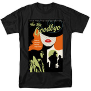 Black tee with 'Star Trek: The Next Generation' poster graphic, green 'The Big Goodbye' title, and woman with red lips.