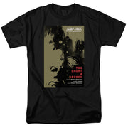 Black t-shirt featuring a Star Trek TNG poster with a starship, with the text 'Too Short a Season' in red.