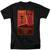 Black t-shirt with red Star Trek: The Next Generation poster art showing a man's face and 'The Arsenal of Freedom' title.
