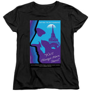 Black women's tee with 'Star Trek: The Next Generation' poster of profile silhouette, Eiffel Tower, 'We'll Always Have Paris'