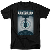 Black short-sleeved t-shirt featuring a starship over a blue planet with the text 'Contagion' in white at the top.
