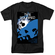 Black short-sleeved t-shirt featuring a Star Trek: The Next Generation 'Time Squared' episode poster with the text 'Time Squared' in white at the top.