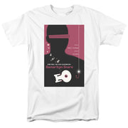 White short-sleeved t-shirt featuring a retro Star Trek: The Next Generation poster with the text 'Samaritan Snare' in pink below a silhouette.