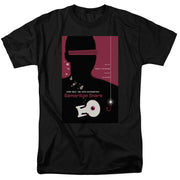 Black short-sleeved t-shirt featuring a Star Trek poster with the text 'Samaritan Snare' in pink below a silhouette and the Enterprise