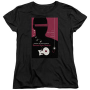 Black women's tee with 'Star Trek: The Next Generation' 'Samaritan Snare' poster graphic in pink, black, and white