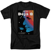 Black short-sleeved t-shirt featuring a Déjà Q Star Trek poster, with the text 'Déjà Q' in white at top.