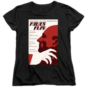 Women's fitted cut of the black Star Trek Power Play t-shirt, showing the same episode poster on a slimmer silhouette.