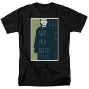Black Star Trek The Next Generation t-shirt with a green and navy poster design reading "SHIP IN A BOTTLE" and "STAR TREK THE NEXT GENERATION".