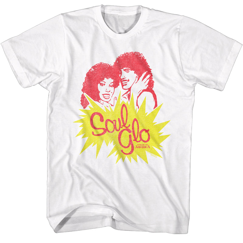 T-Shirt featuring design named Coming to America - Soul Glo Logo (White)
