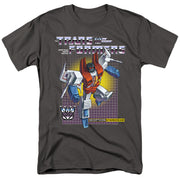 Charcoal short-sleeved t-shirt featuring Starscream with the text 'Transformers' in silver above him.