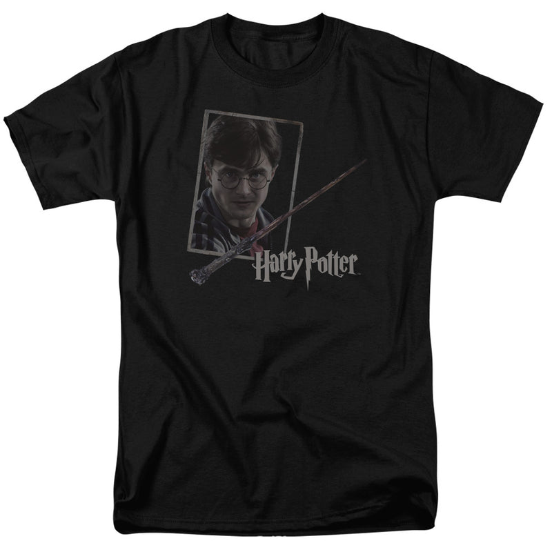 T-Shirt featuring design named Harry Potter - Harry's Wand & Portrait, product image 1 of 2