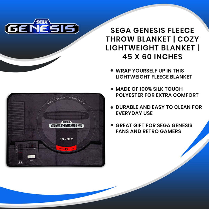 Sega Genesis Fleece Throw Blanket | Cozy Lightweight Blanket | 45 x 60 Inches