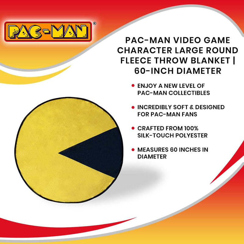 Pac-Man Video Game Character Large Round Fleece Throw Blanket | 60-Inch Diameter product image 7 of 7