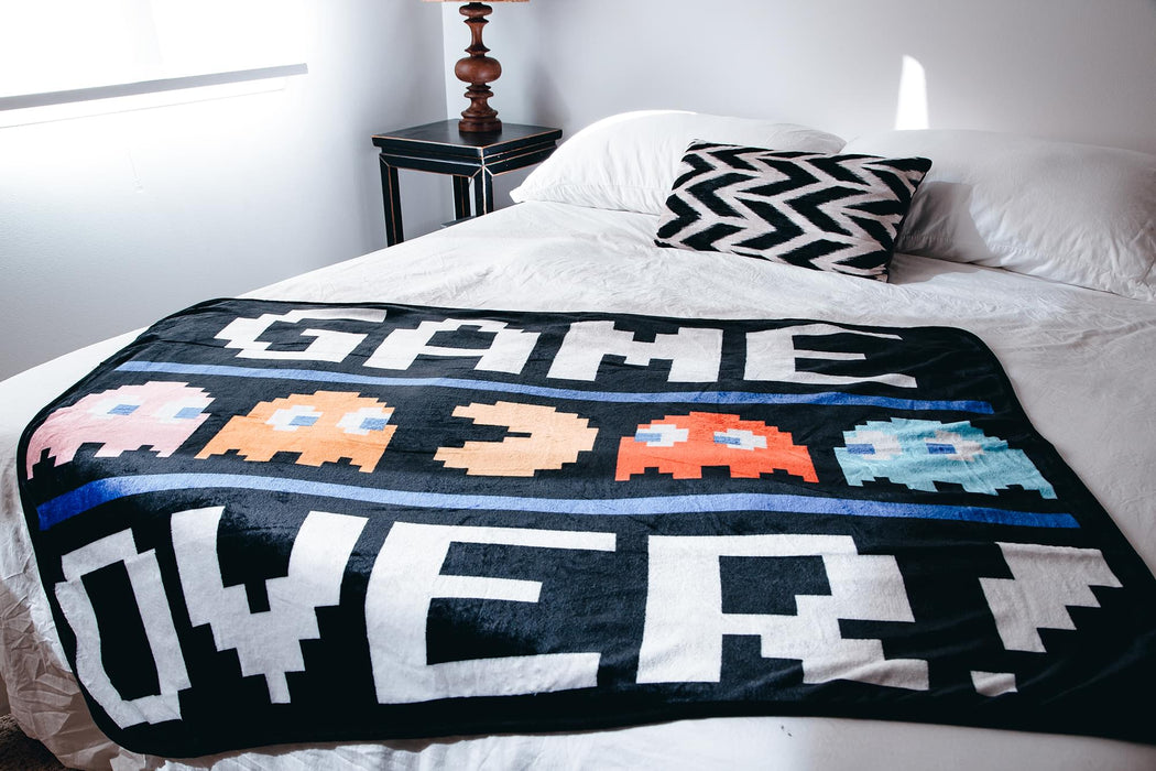 Pac-Man "Game Over" Fleece Throw Blanket | 45 x 60 Inch Cozy Blanket