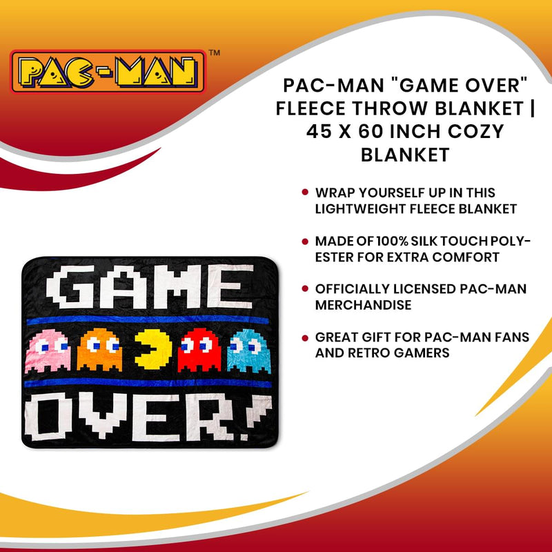Pac-Man "Game Over" Fleece Throw Blanket | 45 x 60 Inch Cozy Blanket product image 7 of 7