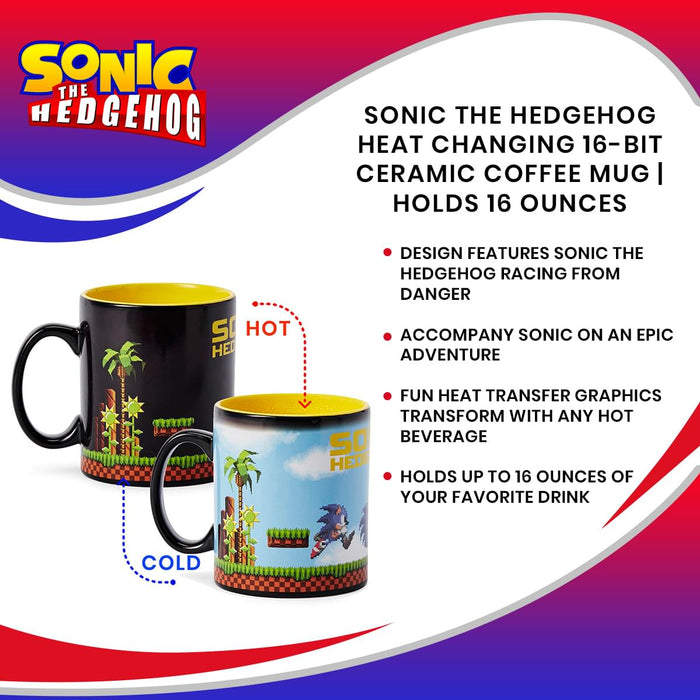 Sonic the Hedgehog Heat Changing 16-Bit Ceramic Coffee Mug | Holds 16 Ounces