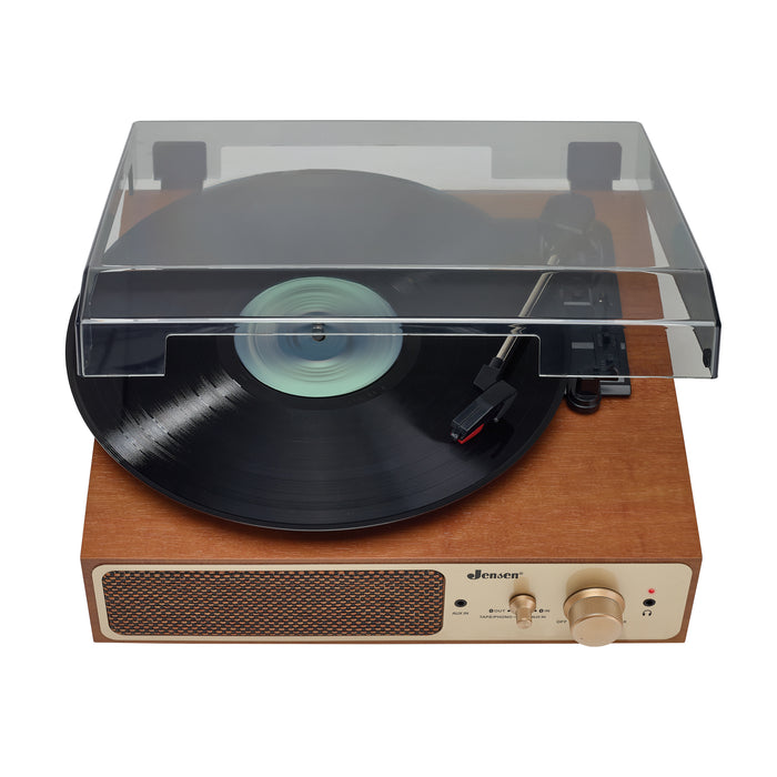 Jensen 3-Speed Stereo Turntable with Stereo Speakers and Dual Bluetooth Transmit/Receive