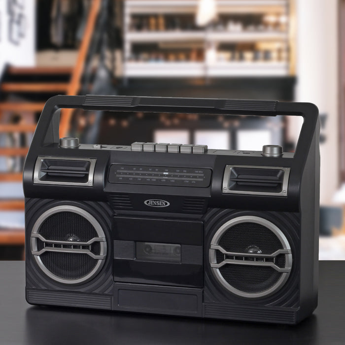 Jensen Portable AM/FM Radio with Cassette Player/Recorder and Built-in Speakers