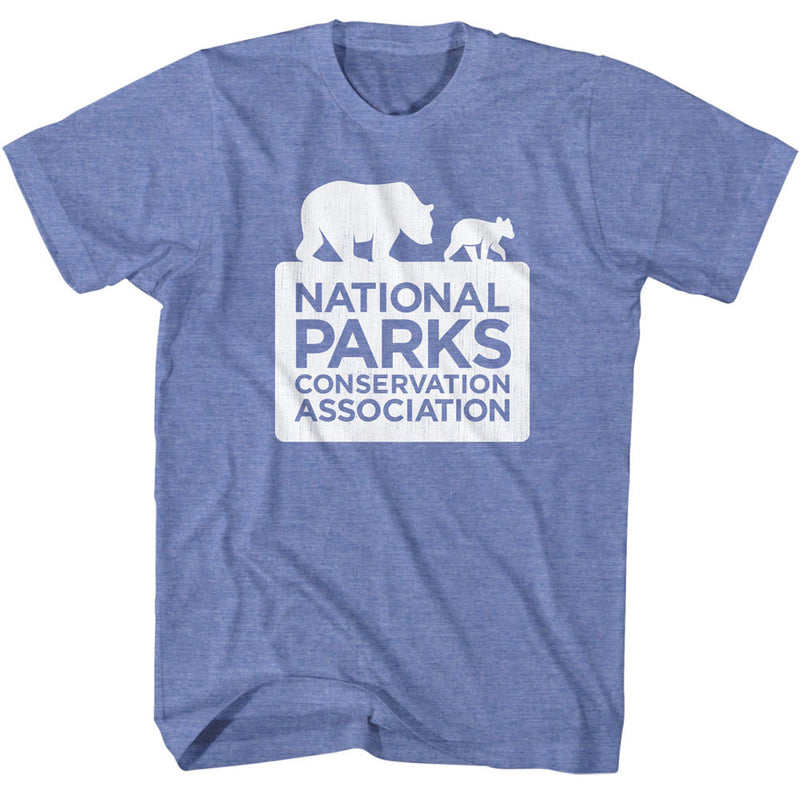 Light blue t-shirt featuring two white bears above the text 'National Parks Conservation Association' in blue.