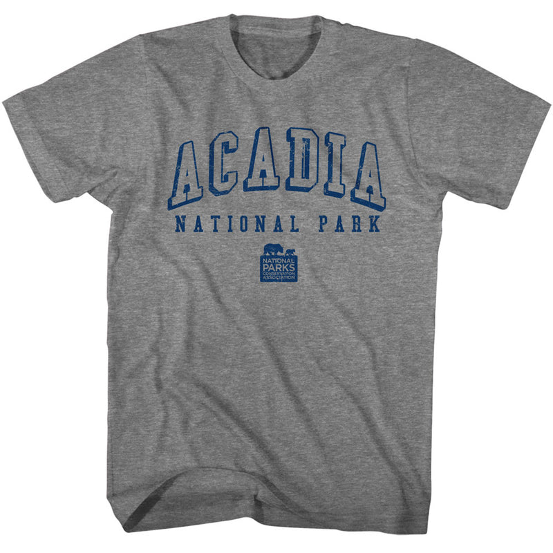 T-Shirt featuring design named National Parks - Acadia Collegiate (Gray)