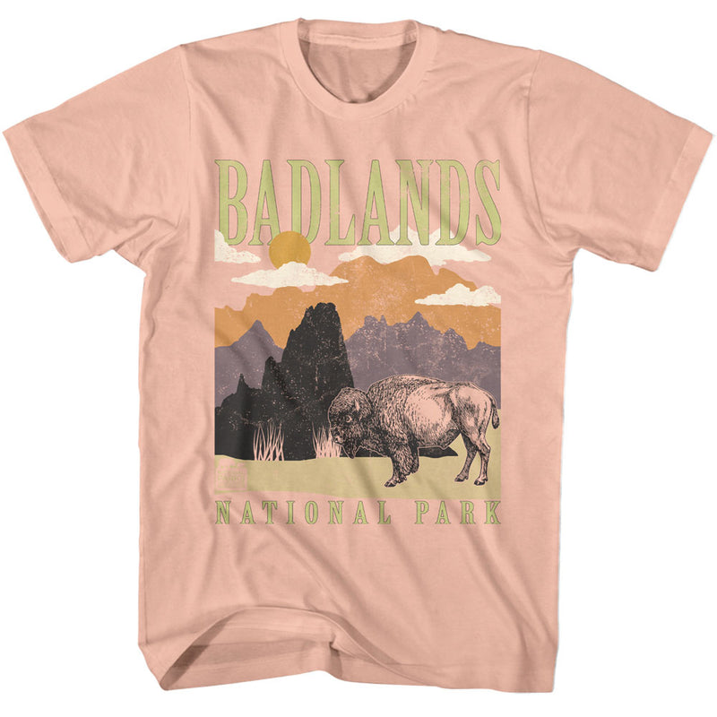 T-Shirt featuring design named National Parks - Badlands Landscape (Pink)