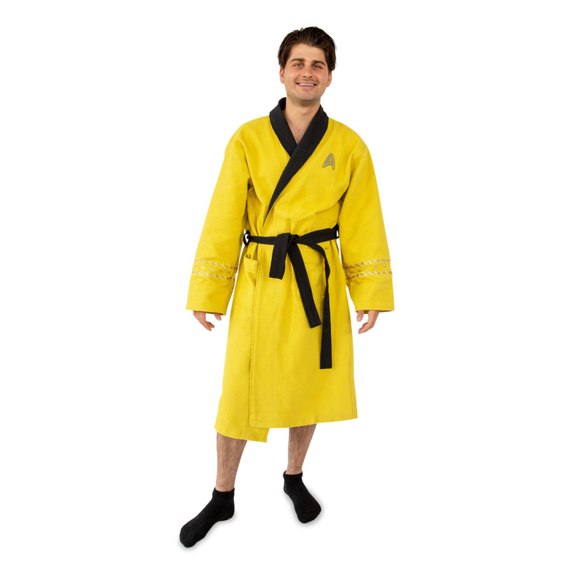 Star Trek: The Original Series Waffle-Weave Cotton Adult Bathrobe | Gold Command product image 1 of 8