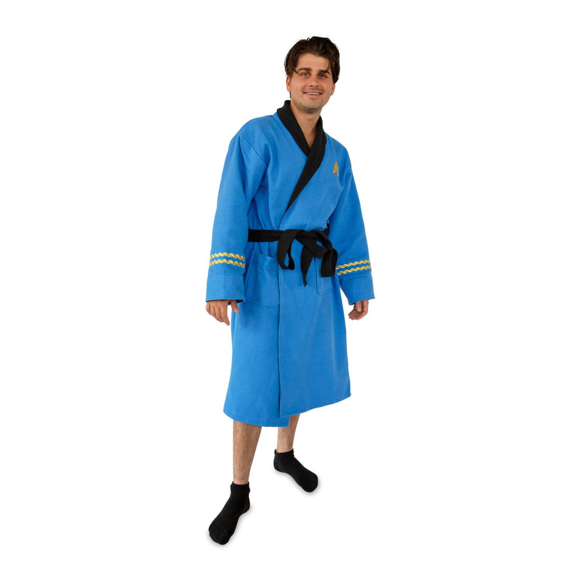 Star Trek: The Original Series Waffle-Weave Cotton Adult Bathrobe | Blue Medical product image 1 of 8