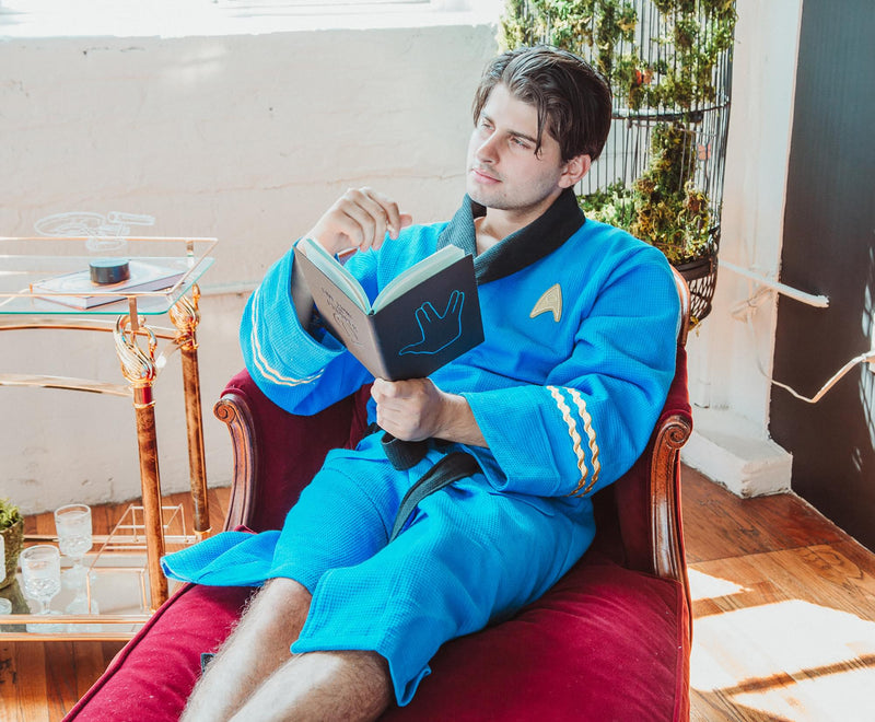 Star Trek: The Original Series Waffle-Weave Cotton Adult Bathrobe | Blue Medical product image 4 of 8