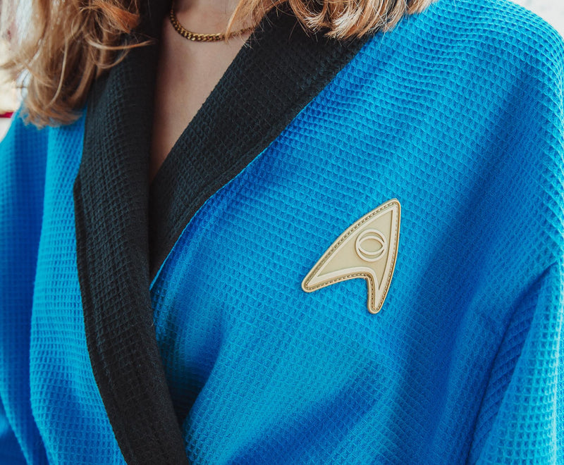 Star Trek: The Original Series Waffle-Weave Cotton Adult Bathrobe | Blue Medical product image 6 of 8